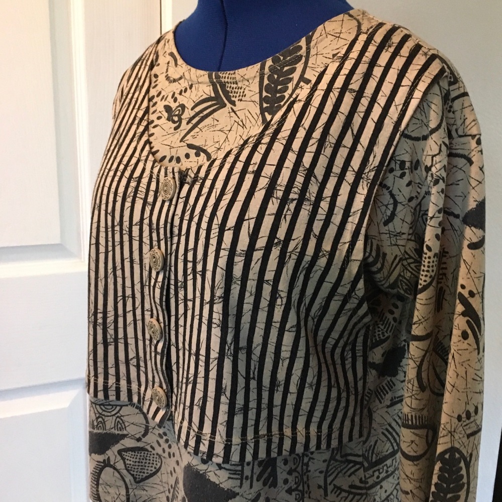 Vintage FRITZI Black & Tan Graphic Top with Vest - Picture 7 of 14